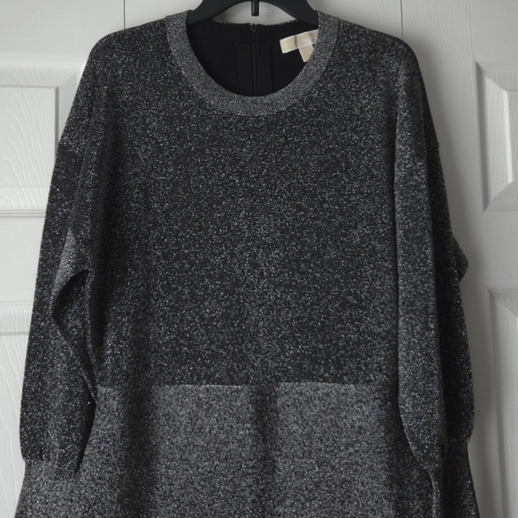 NWOT Michael Kors Gray Metallic Knit Sweater Dress size L - Picture 4 of 14